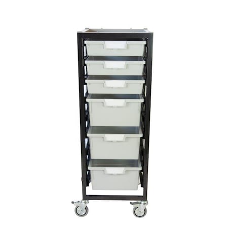 Commercial Grade Mobile Bin Storage Cart With 6 Gray High Impact Polystyrene Bins/Trays